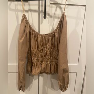 Taupe long sleeve with cinched detail at waist - NWT